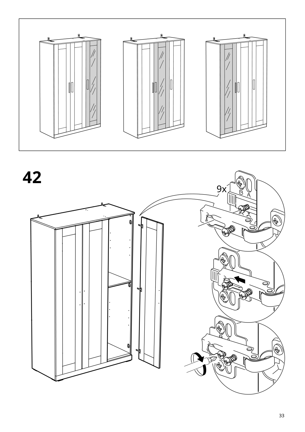 Assembly instructions for IKEA Brimnes wardrobe with 3 doors white | Page 33 - IKEA BRIMNES wardrobe with 3 doors 905.748.00