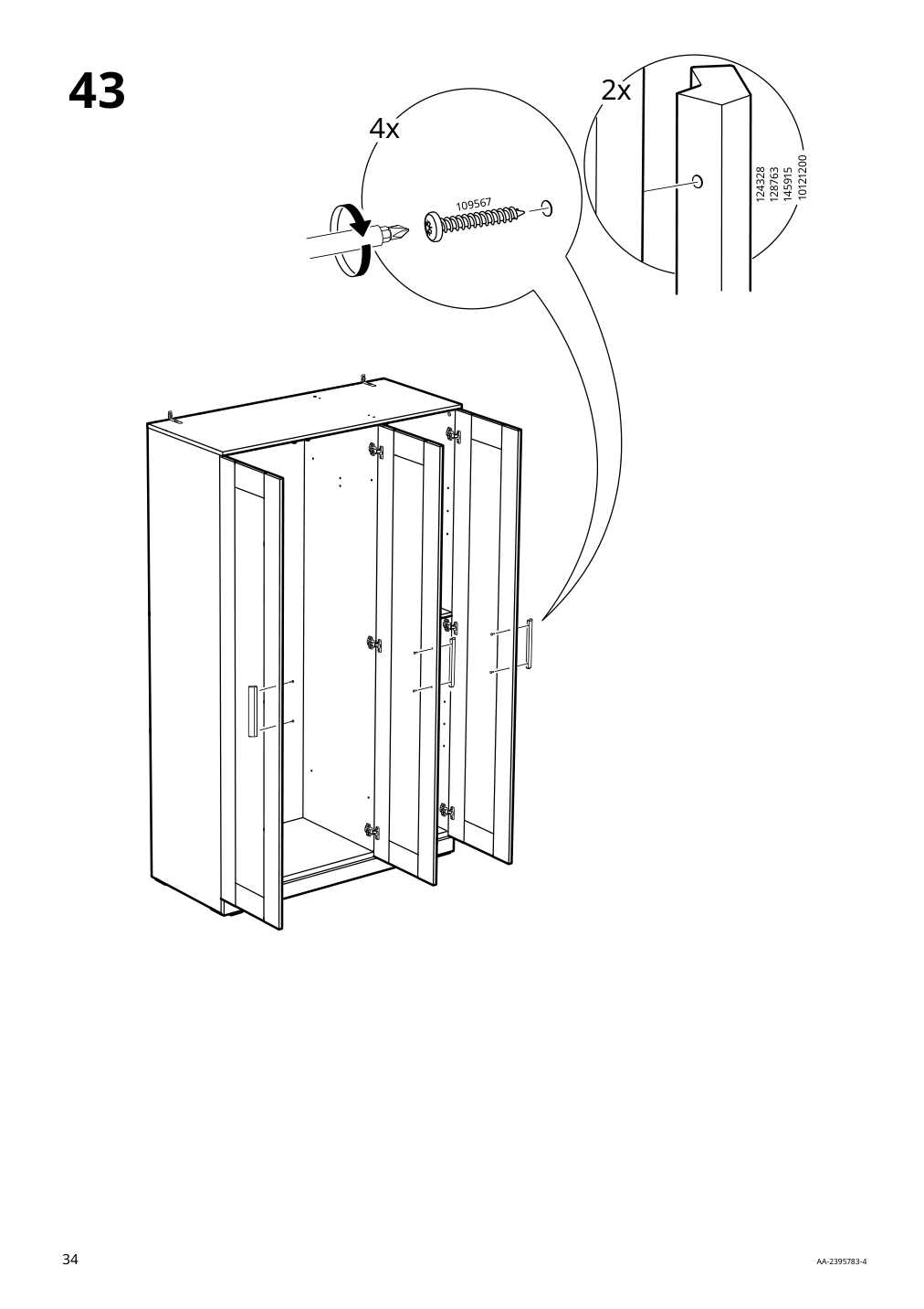 Assembly instructions for IKEA Brimnes wardrobe with 3 doors black | Page 34 - IKEA BRIMNES wardrobe with 3 doors 903.236.04