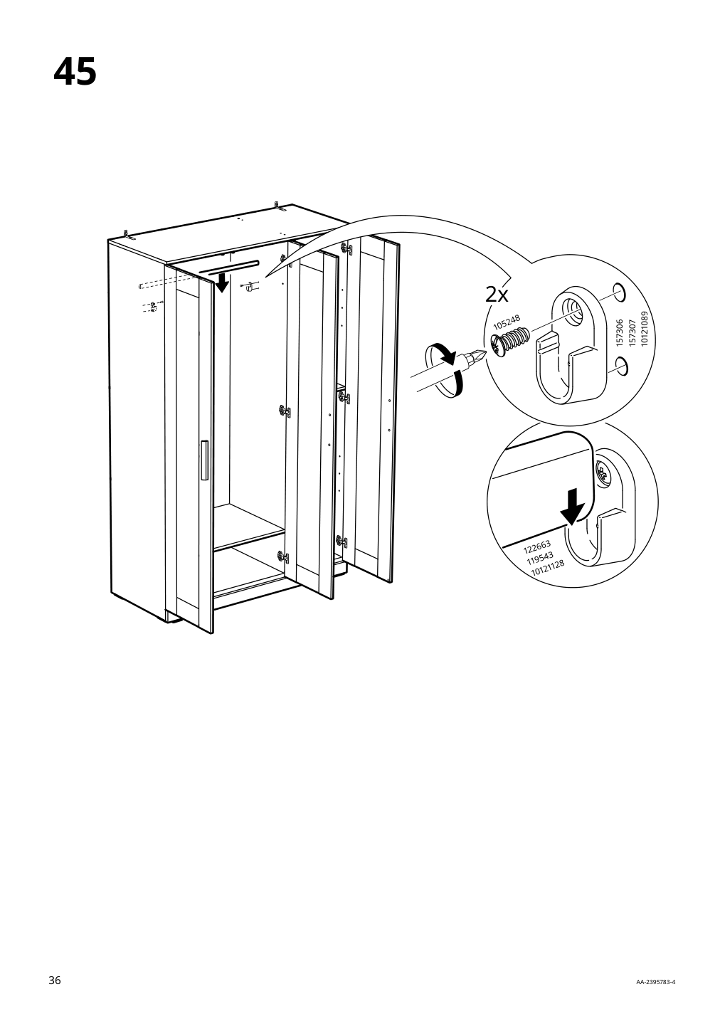 Assembly instructions for IKEA Brimnes wardrobe with 3 doors white | Page 36 - IKEA BRIMNES wardrobe with 3 doors 905.748.00