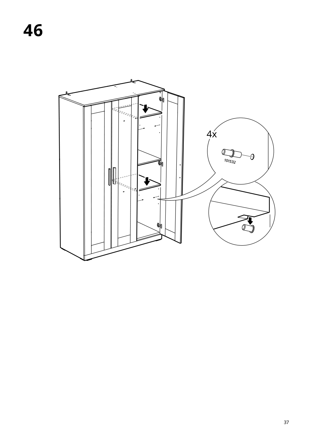 Assembly instructions for IKEA Brimnes wardrobe with 3 doors white | Page 37 - IKEA BRIMNES wardrobe with 3 doors 905.748.00