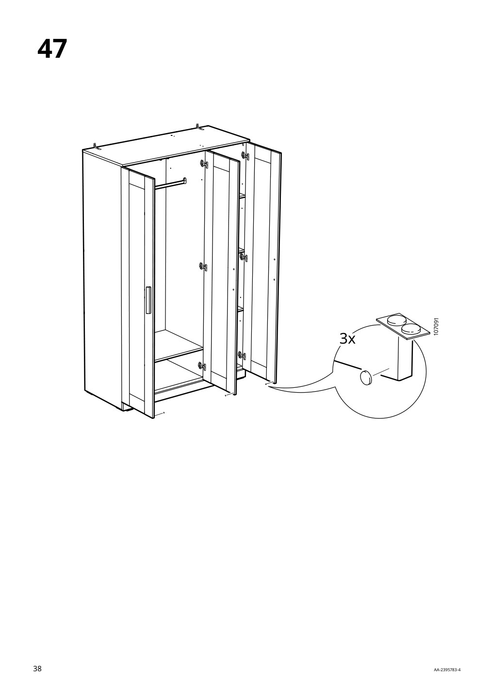 Assembly instructions for IKEA Brimnes wardrobe with 3 doors white | Page 38 - IKEA BRIMNES wardrobe with 3 doors 905.748.00