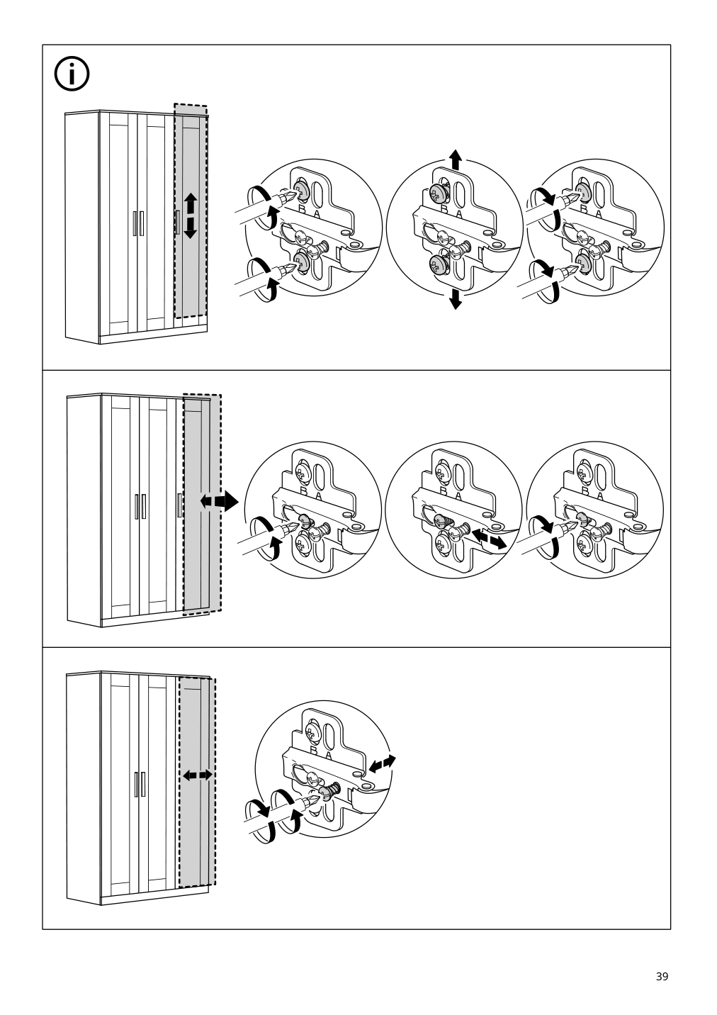 Assembly instructions for IKEA Brimnes wardrobe with 3 doors white | Page 39 - IKEA BRIMNES wardrobe with 3 doors 905.748.00