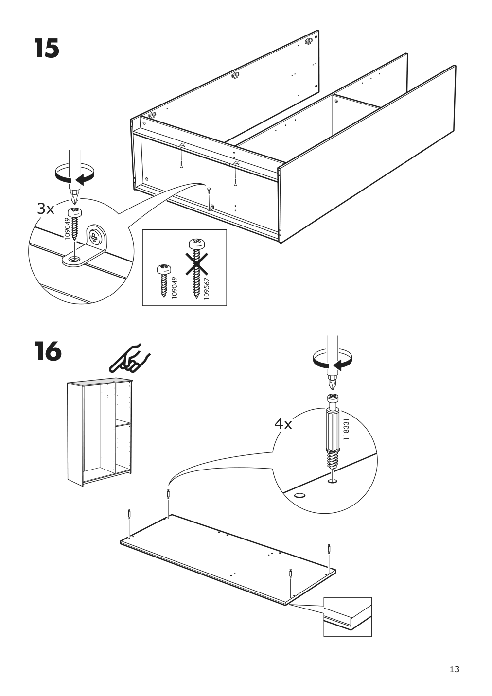 Assembly instructions for IKEA Brimnes wardrobe with 3 doors white | Page 13 - IKEA BRIMNES wardrobe with 3 doors 702.458.53