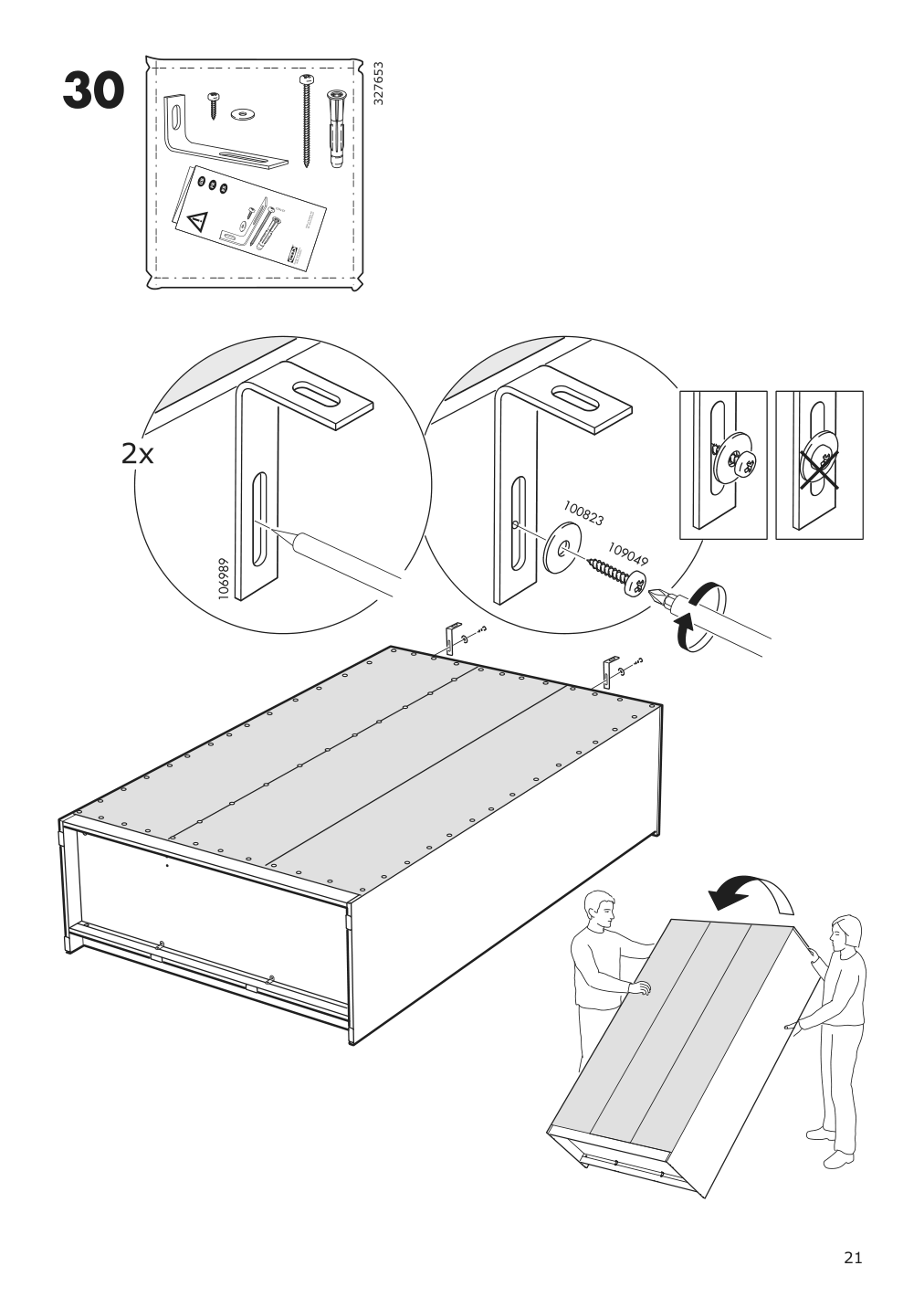 Assembly instructions for IKEA Brimnes wardrobe with 3 doors white | Page 21 - IKEA BRIMNES wardrobe with 3 doors 702.458.53