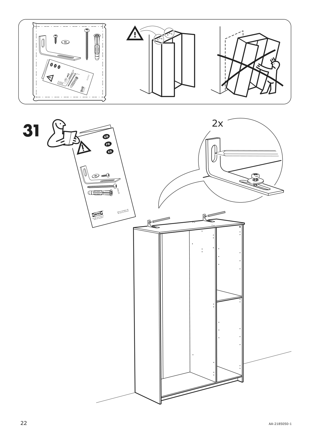 Assembly instructions for IKEA Brimnes wardrobe with 3 doors white | Page 22 - IKEA BRIMNES wardrobe with 3 doors 702.458.53