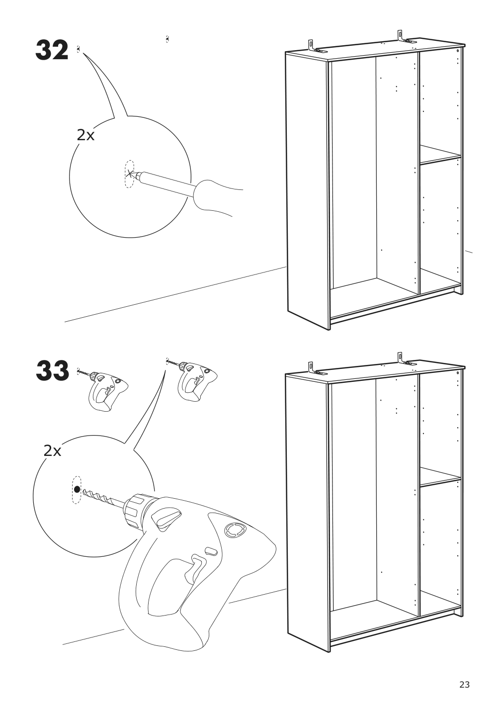 Assembly instructions for IKEA Brimnes wardrobe with 3 doors white | Page 23 - IKEA BRIMNES wardrobe with 3 doors 702.458.53