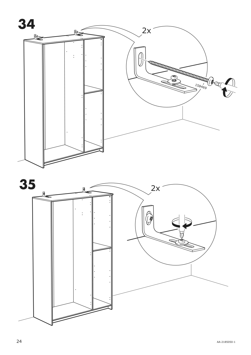 Assembly instructions for IKEA Brimnes wardrobe with 3 doors white | Page 24 - IKEA BRIMNES wardrobe with 3 doors 702.458.53