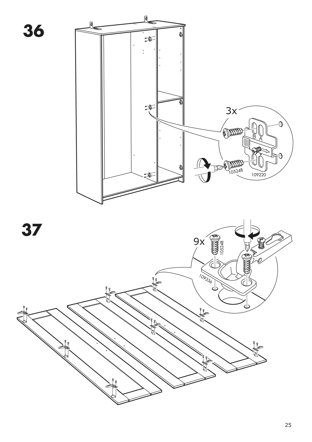 Assembly instructions for IKEA Brimnes wardrobe with 3 doors white | Page 25 - IKEA BRIMNES wardrobe with 3 doors 702.458.53