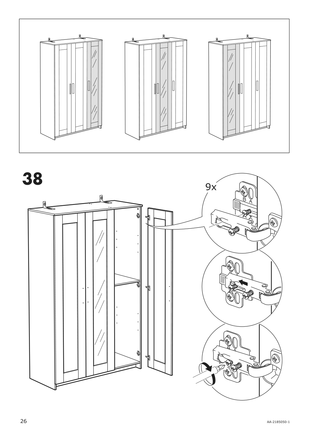 Assembly instructions for IKEA Brimnes wardrobe with 3 doors white | Page 26 - IKEA BRIMNES wardrobe with 3 doors 702.458.53