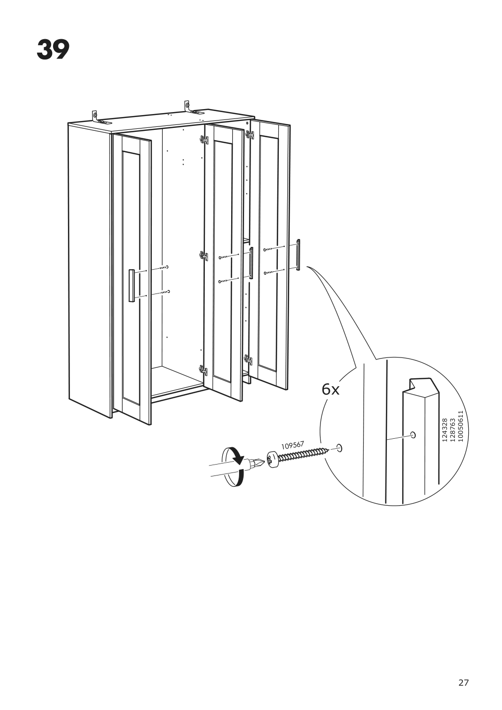 Assembly instructions for IKEA Brimnes wardrobe with 3 doors white | Page 27 - IKEA BRIMNES wardrobe with 3 doors 702.458.53