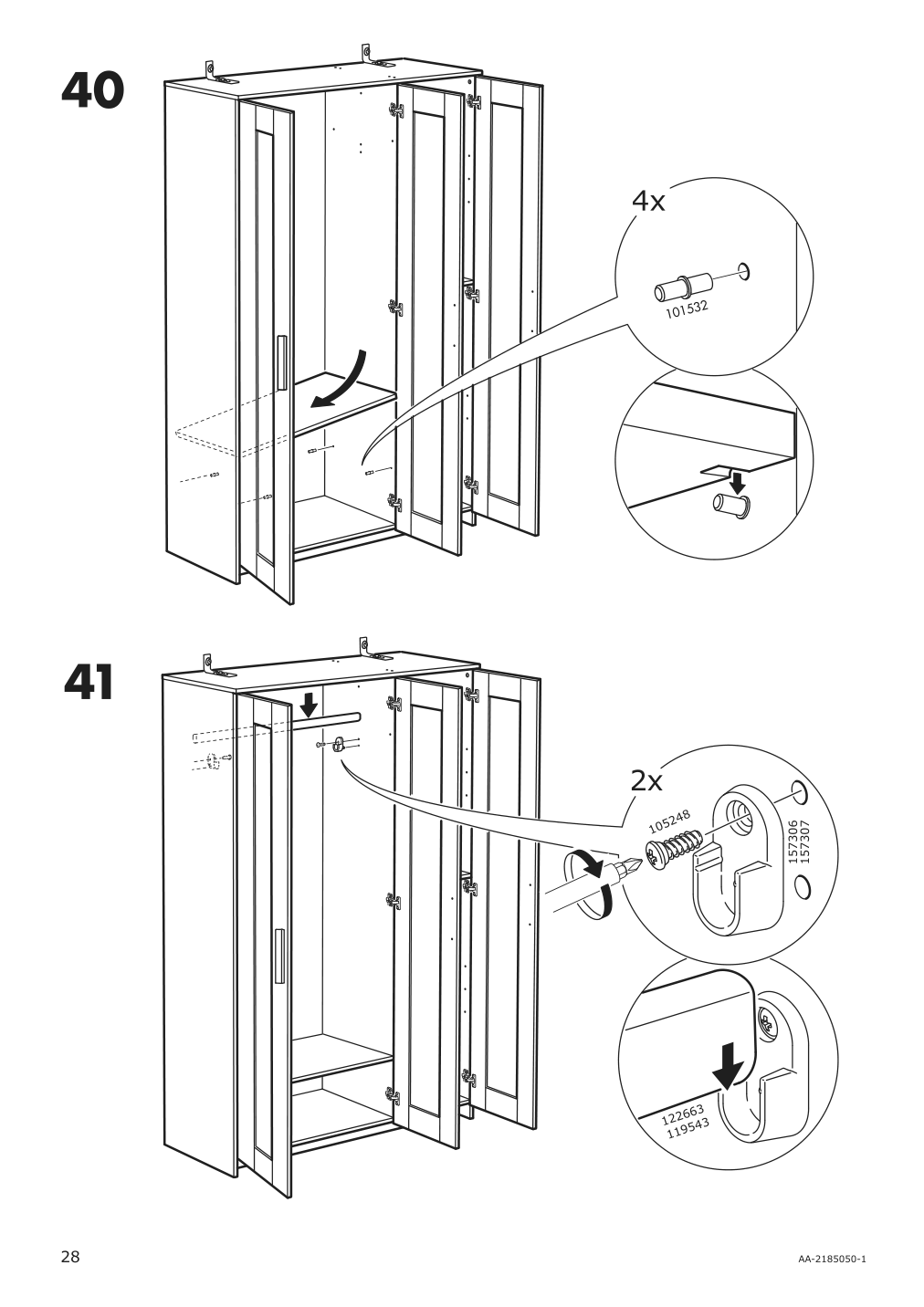 Assembly instructions for IKEA Brimnes wardrobe with 3 doors white | Page 28 - IKEA BRIMNES wardrobe with 3 doors 702.458.53