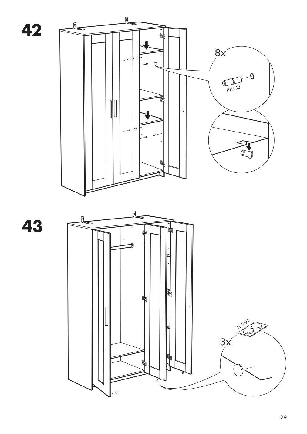 Assembly instructions for IKEA Brimnes wardrobe with 3 doors white | Page 29 - IKEA BRIMNES wardrobe with 3 doors 702.458.53