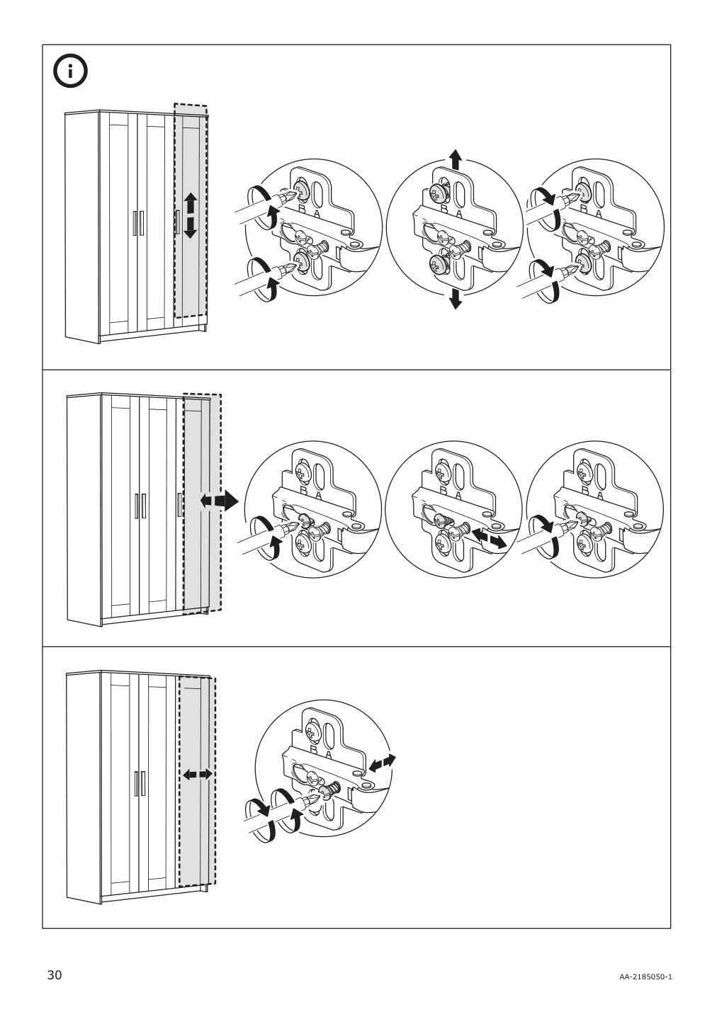 Assembly instructions for IKEA Brimnes wardrobe with 3 doors white | Page 30 - IKEA BRIMNES wardrobe with 3 doors 702.458.53