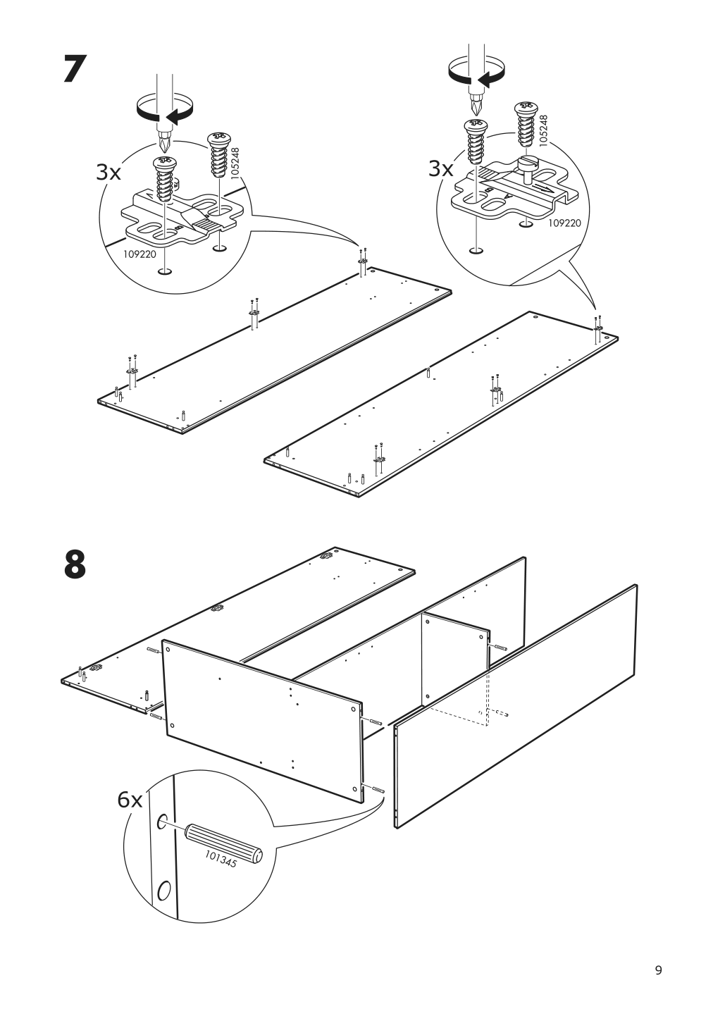 Assembly instructions for IKEA Brimnes wardrobe with 3 doors white | Page 9 - IKEA BRIMNES wardrobe with 3 doors 702.458.53