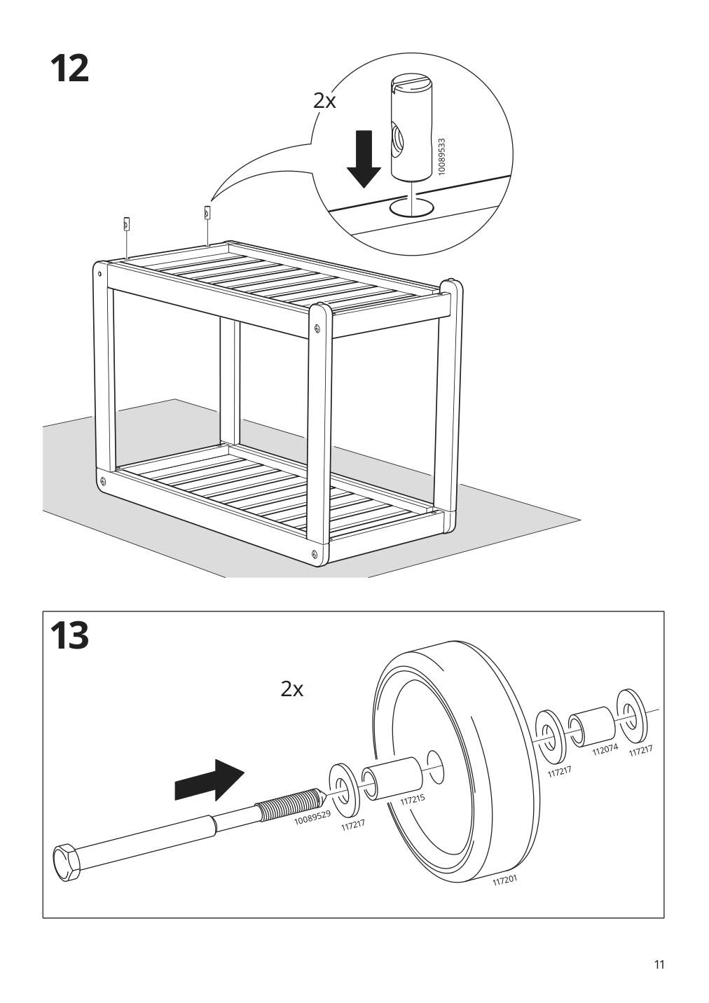 Assembly instructions for IKEA Broeggan serving cart outdoor acacia light brown stained | Page 11 - IKEA BRÖGGAN serving cart, outdoor 305.706.97