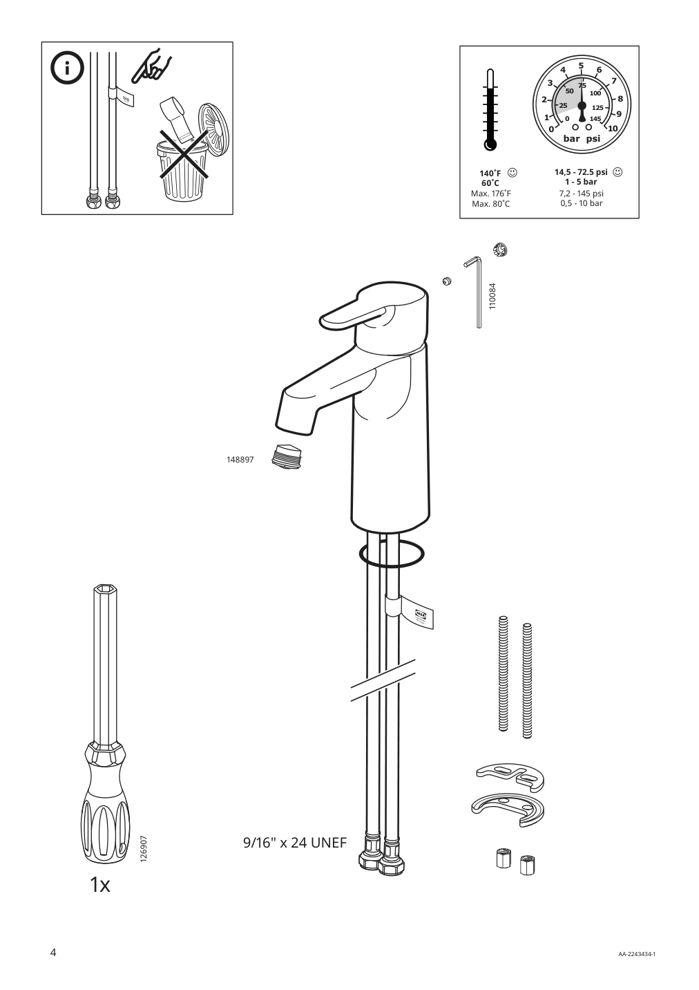 Assembly instructions for IKEA Brogrund bath faucet with strainer chrome plated | Page 4 - IKEA GODMORGON / BRÅVIKEN bathroom furniture, set of 4 293.961.90