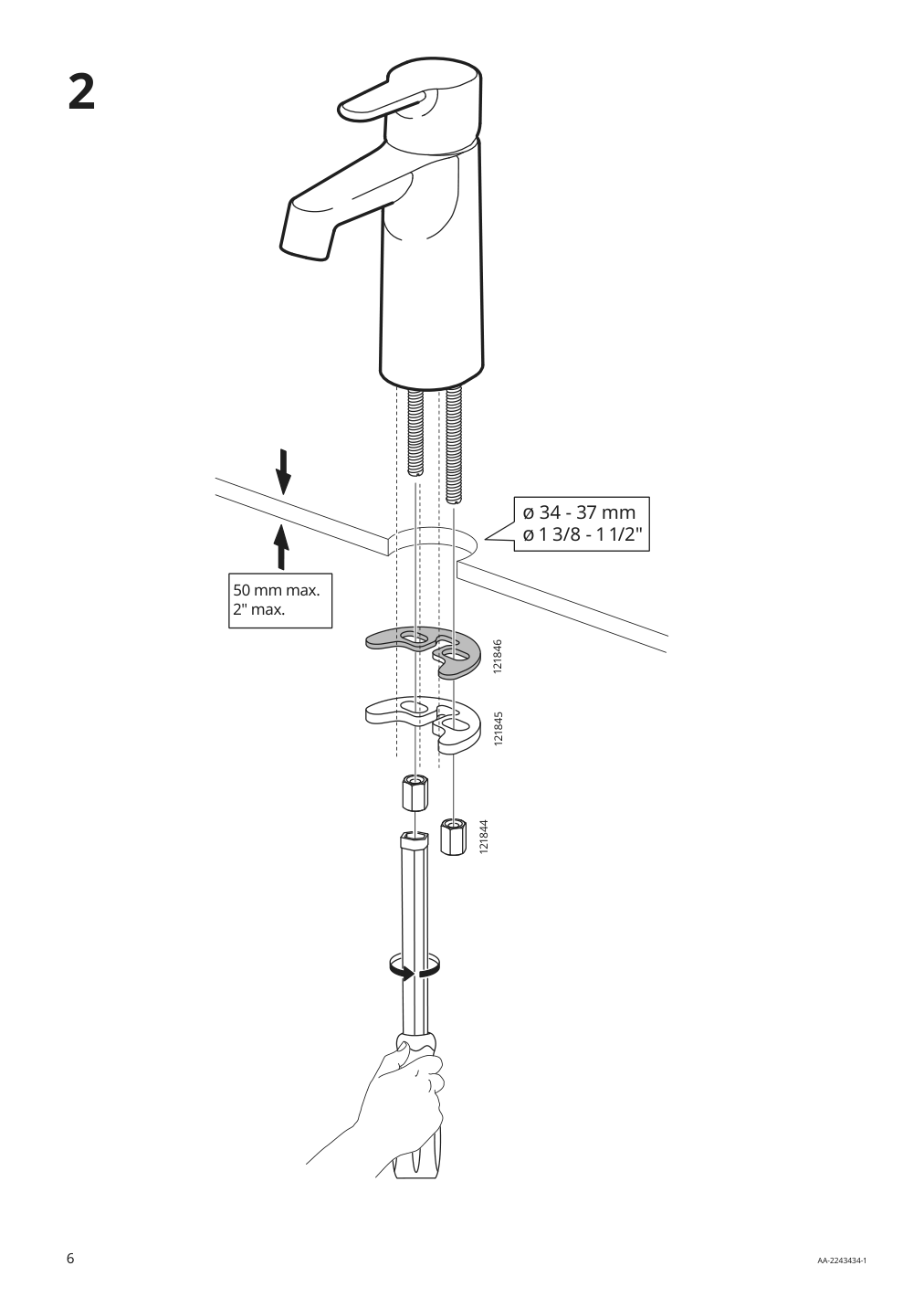 Assembly instructions for IKEA Brogrund bath faucet with strainer chrome plated | Page 6 - IKEA GODMORGON / BRÅVIKEN sink cabinet with 2 drawers 392.923.47