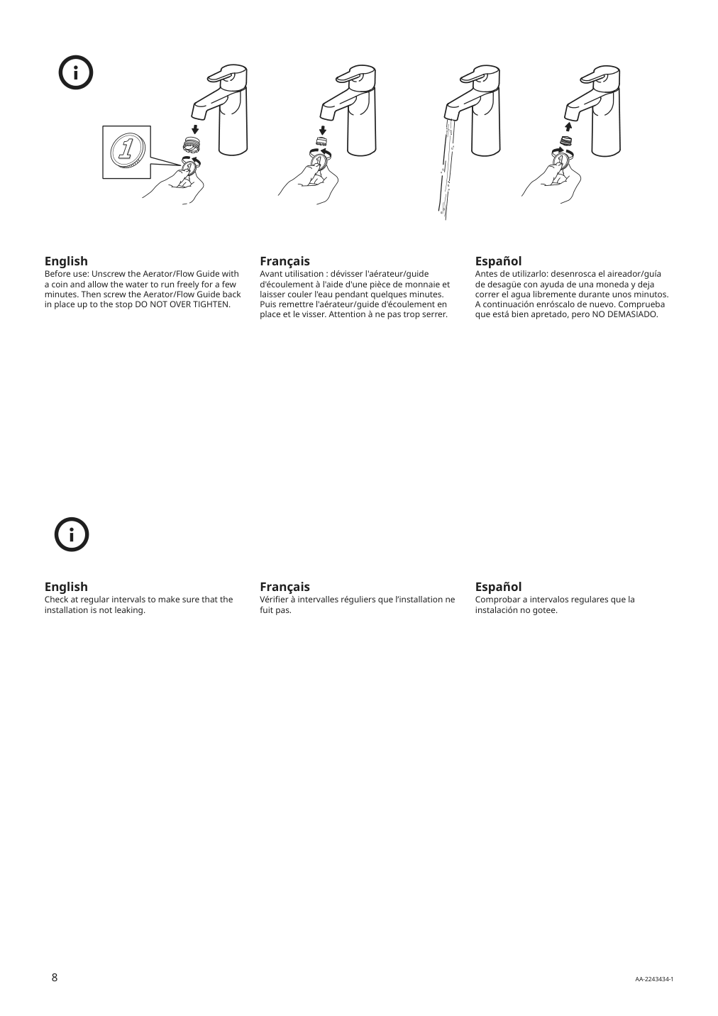 Assembly instructions for IKEA Brogrund bath faucet with strainer chrome plated | Page 8 - IKEA GODMORGON / BRÅVIKEN sink cabinet with 2 drawers 493.384.96