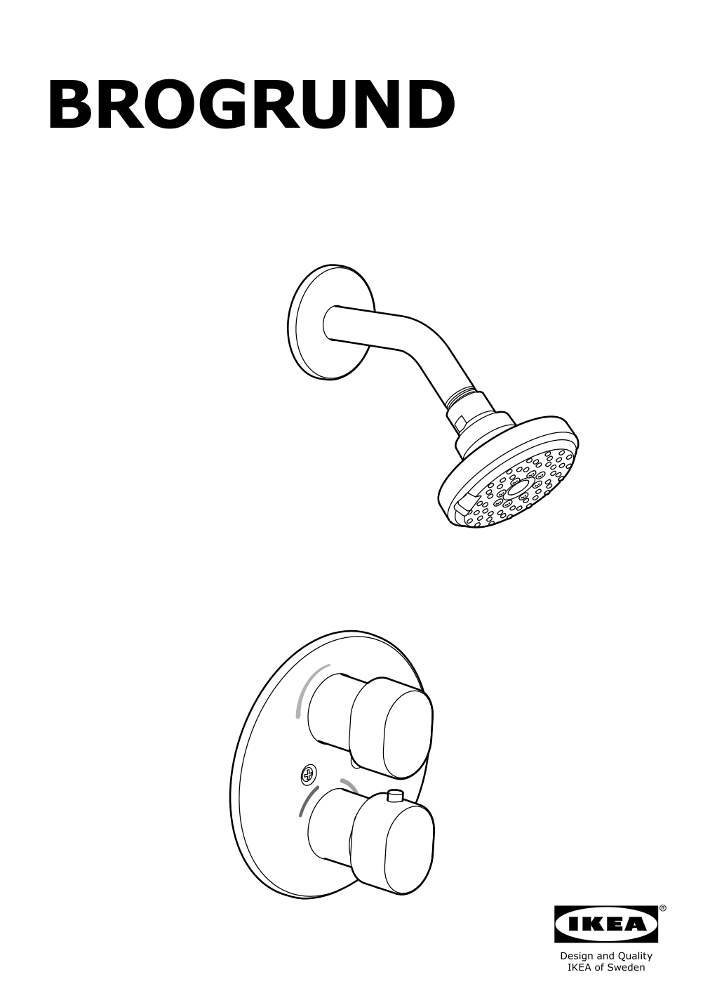 Assembly instructions for IKEA Brogrund showerhead with thermostatic faucet chrome plated | Page 1 - IKEA BROGRUND showerhead with thermostatic faucet 103.426.25