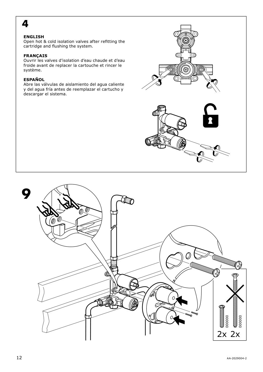 Assembly instructions for IKEA Brogrund showerhead with thermostatic faucet chrome plated | Page 12 - IKEA BROGRUND showerhead with thermostatic faucet 103.426.25