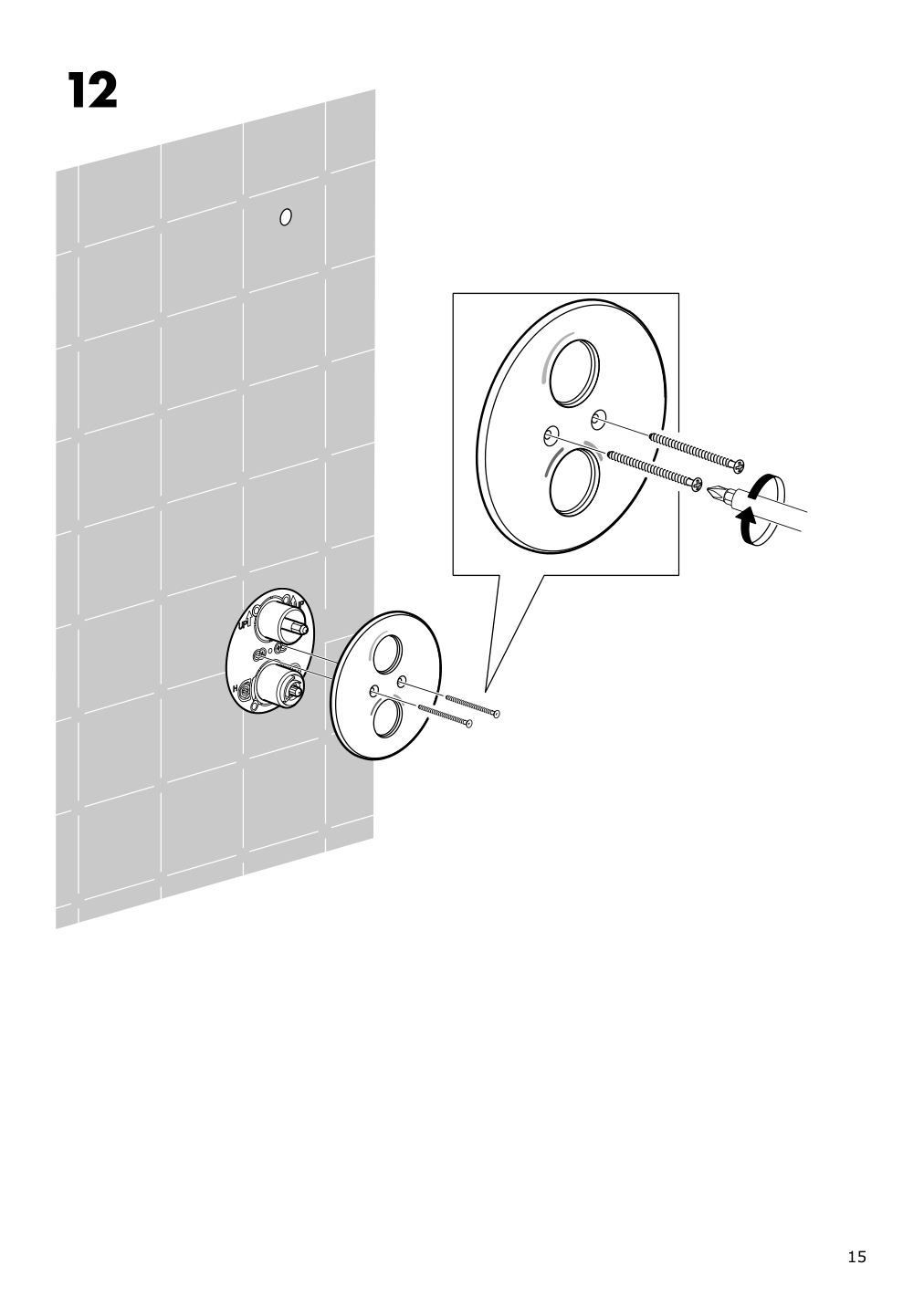 Assembly instructions for IKEA Brogrund showerhead with thermostatic faucet chrome plated | Page 15 - IKEA BROGRUND showerhead with thermostatic faucet 103.426.25