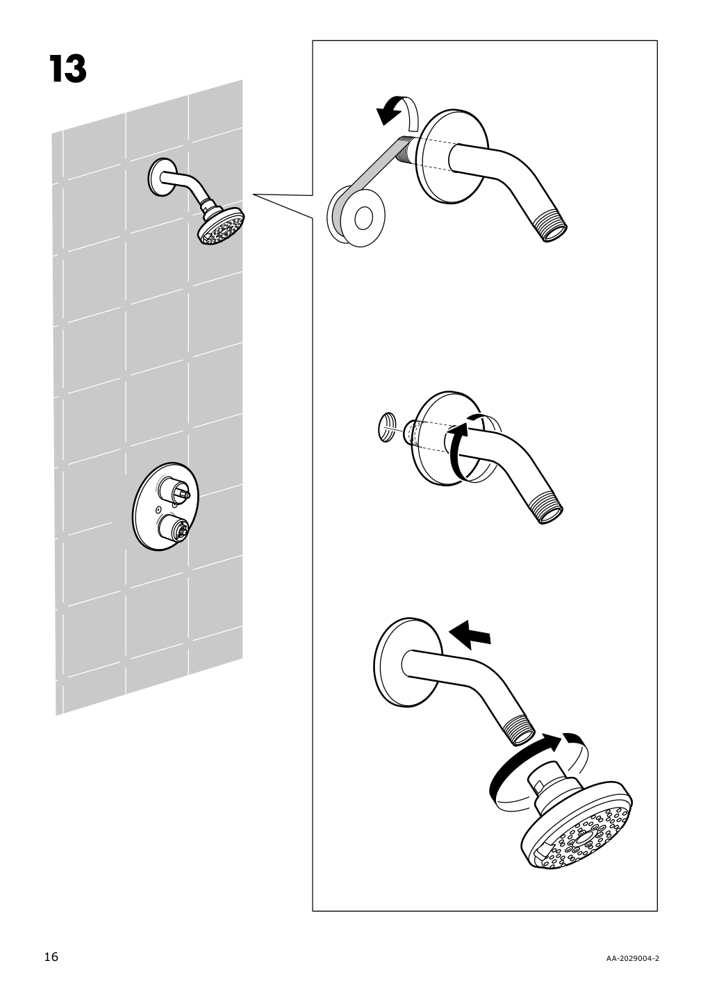 Assembly instructions for IKEA Brogrund showerhead with thermostatic faucet chrome plated | Page 16 - IKEA BROGRUND showerhead with thermostatic faucet 103.426.25