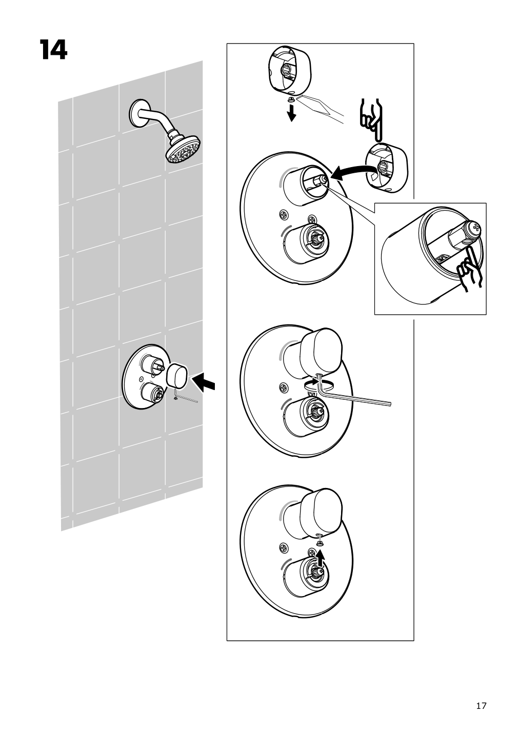 Assembly instructions for IKEA Brogrund showerhead with thermostatic faucet chrome plated | Page 17 - IKEA BROGRUND showerhead with thermostatic faucet 103.426.25