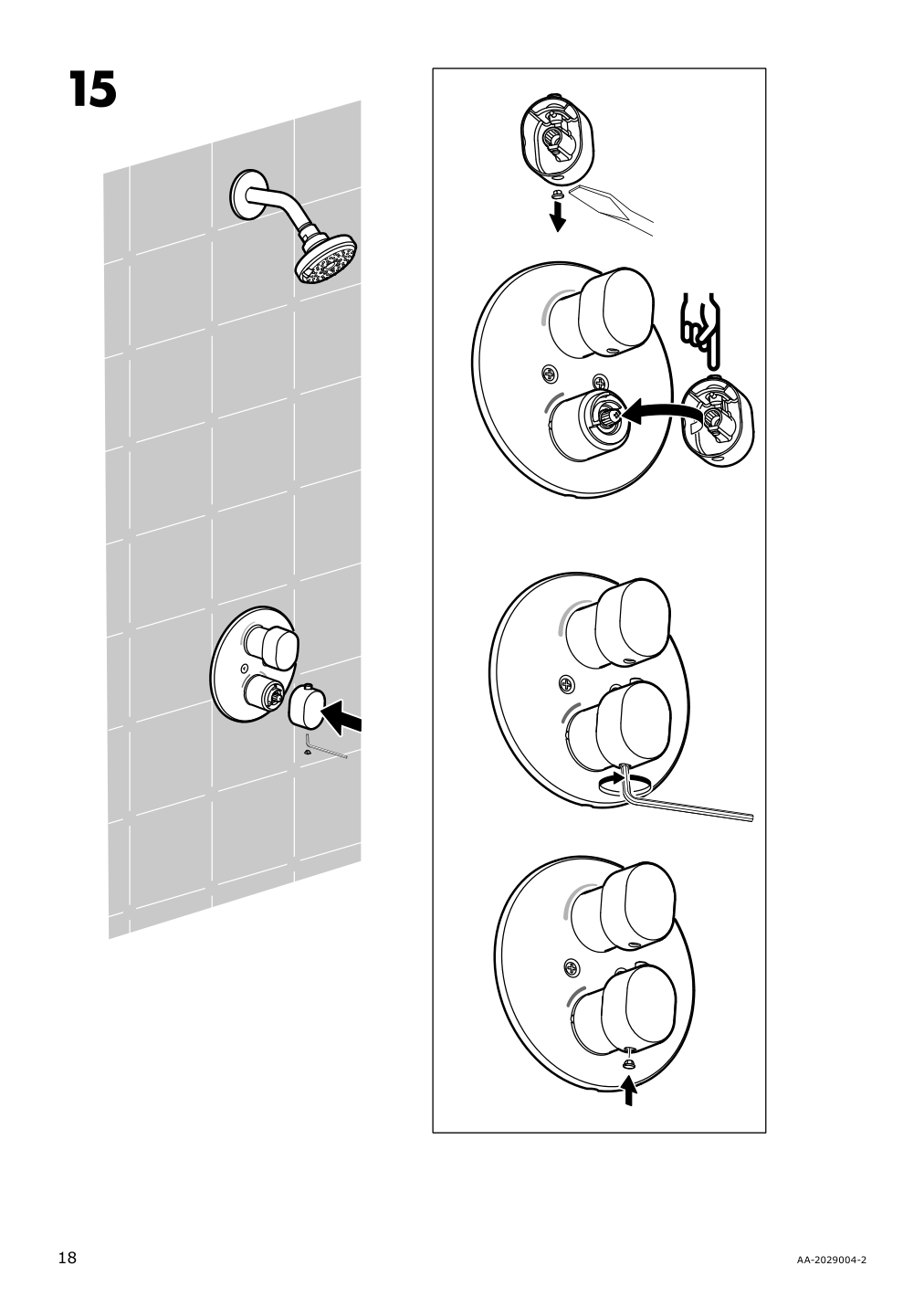 Assembly instructions for IKEA Brogrund showerhead with thermostatic faucet chrome plated | Page 18 - IKEA BROGRUND showerhead with thermostatic faucet 103.426.25