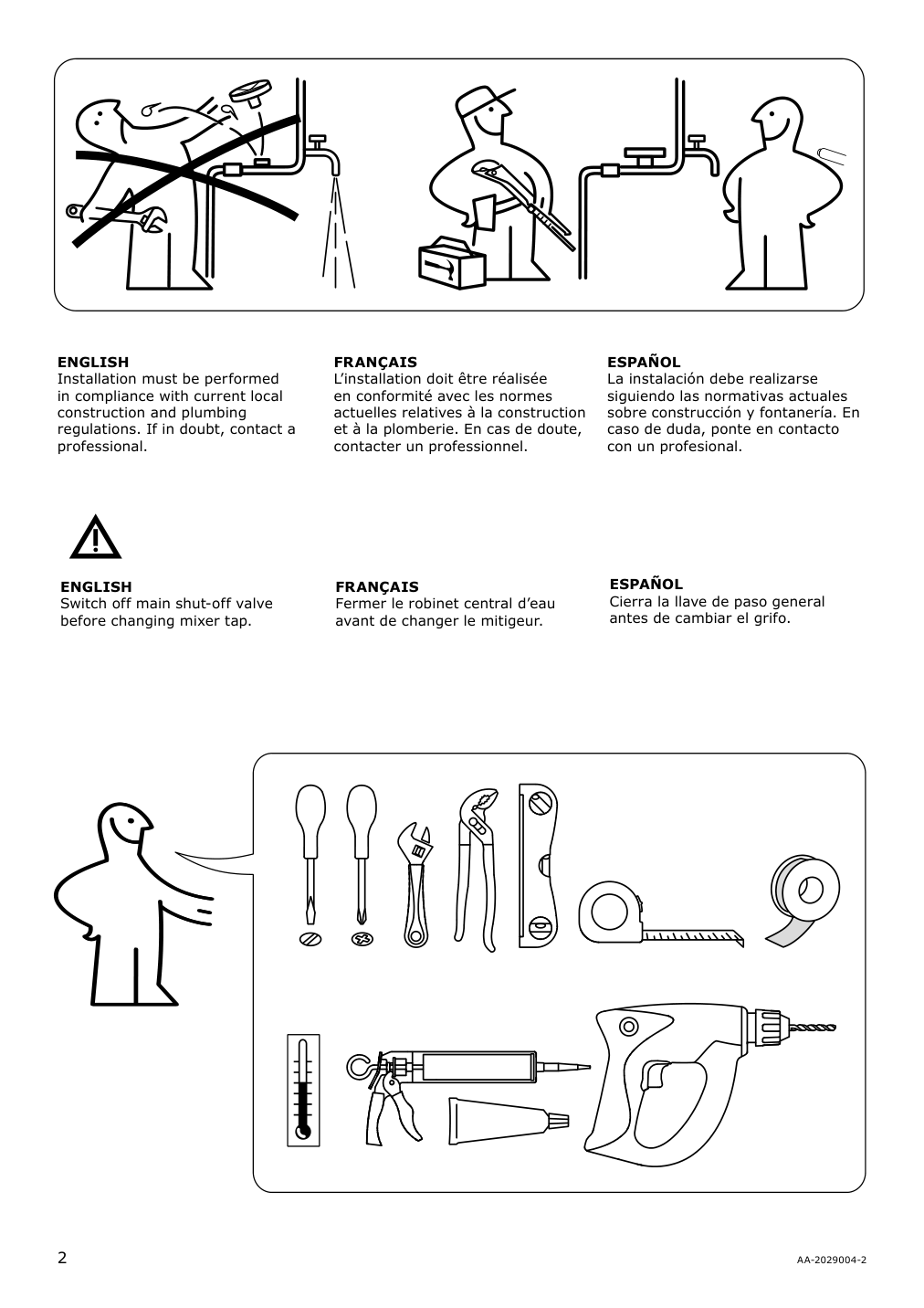 Assembly instructions for IKEA Brogrund showerhead with thermostatic faucet chrome plated | Page 2 - IKEA BROGRUND showerhead with thermostatic faucet 103.426.25