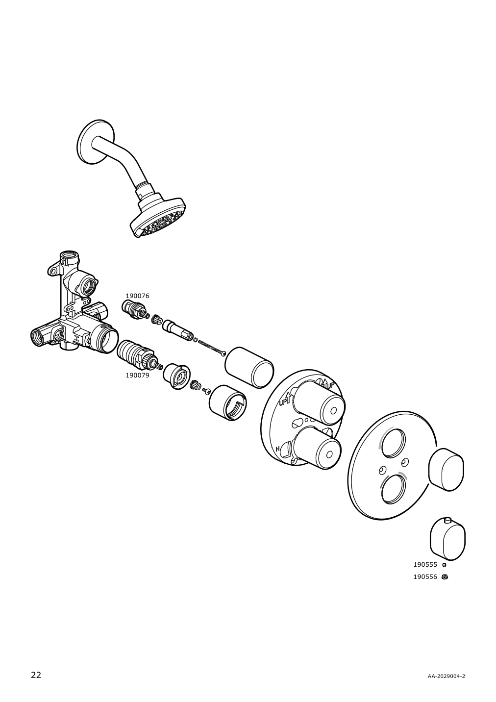 Assembly instructions for IKEA Brogrund showerhead with thermostatic faucet chrome plated | Page 22 - IKEA BROGRUND showerhead with thermostatic faucet 103.426.25