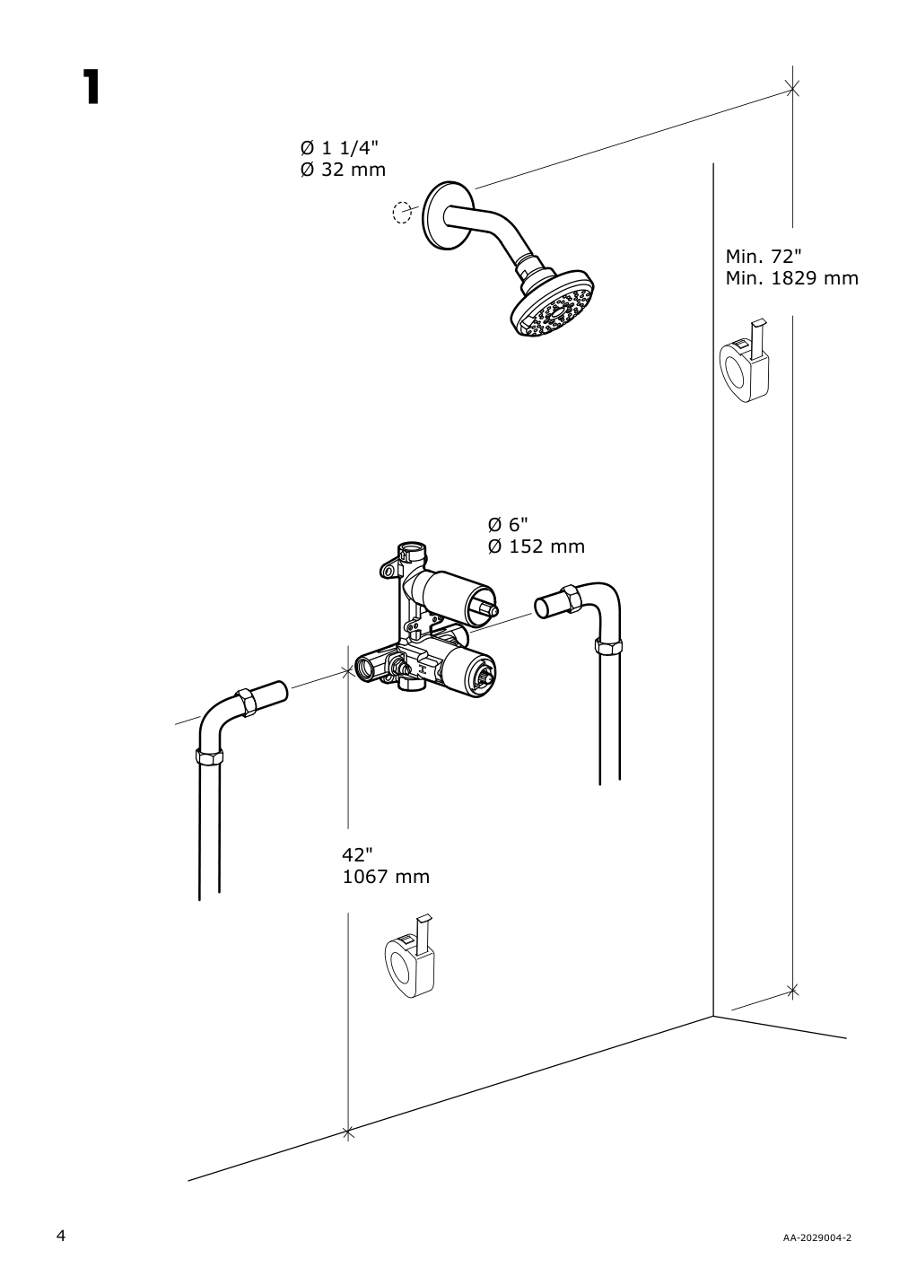 Assembly instructions for IKEA Brogrund showerhead with thermostatic faucet chrome plated | Page 4 - IKEA BROGRUND showerhead with thermostatic faucet 103.426.25