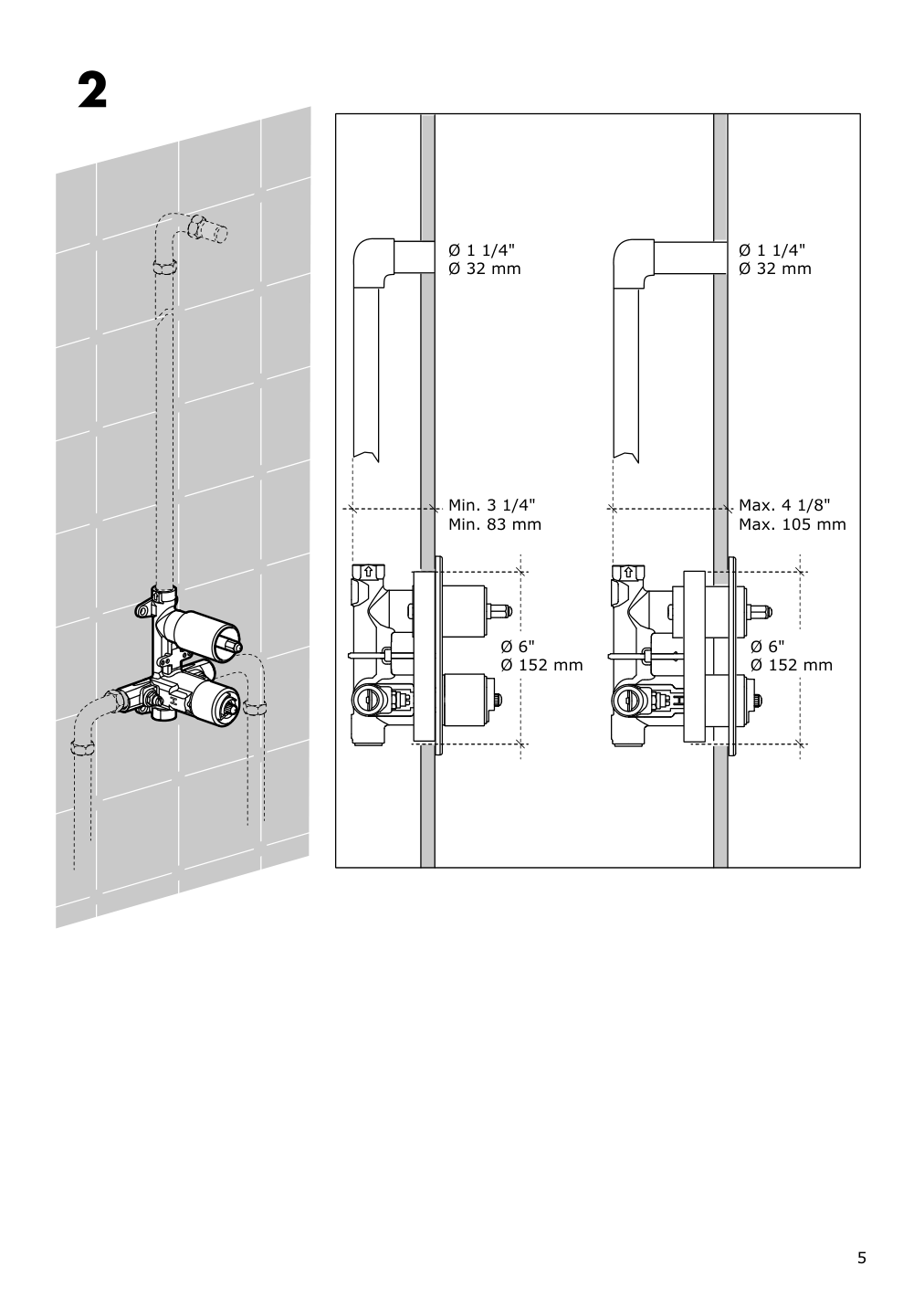 Assembly instructions for IKEA Brogrund showerhead with thermostatic faucet chrome plated | Page 5 - IKEA BROGRUND showerhead with thermostatic faucet 103.426.25