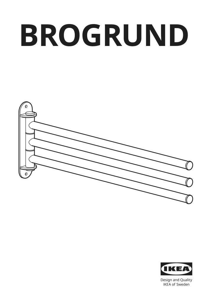 Assembly instructions for IKEA Brogrund towel holder 3 bars stainless steel | Page 1 - IKEA BROGRUND towel holder, 3 bars 604.267.07