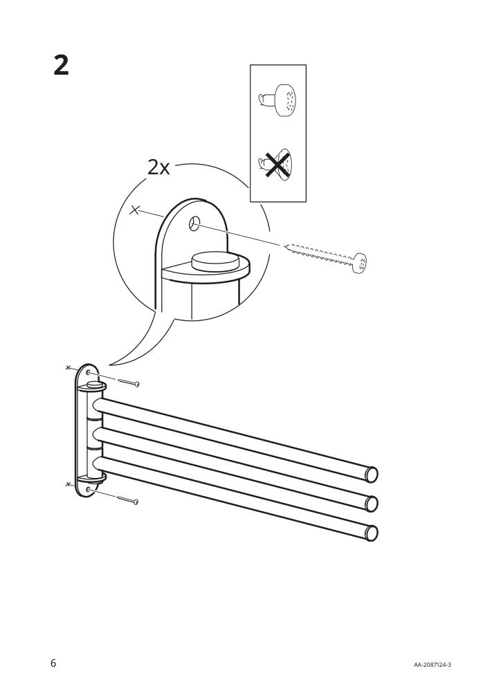 Assembly instructions for IKEA Brogrund towel holder 3 bars stainless steel | Page 6 - IKEA BROGRUND towel holder, 3 bars 604.267.07