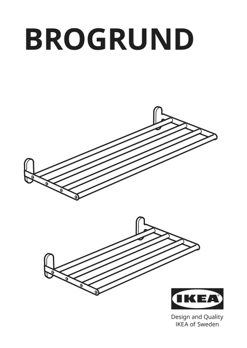 Assembly instructions for IKEA Brogrund wall shelf with towel rail stainless steel | Page 1 - IKEA BROGRUND wall shelf with towel rail 703.339.82