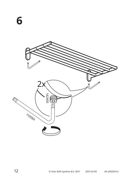 Assembly instructions for IKEA Brogrund wall shelf with towel rail stainless steel | Page 12 - IKEA BROGRUND wall shelf with towel rail 703.339.82