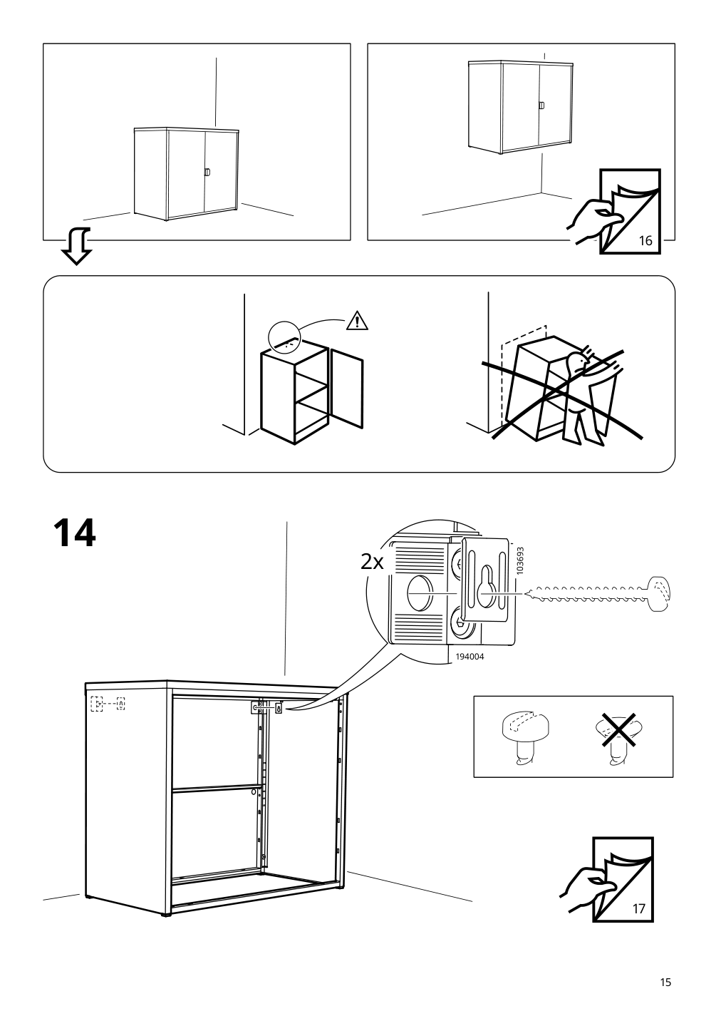 Assembly instructions for IKEA Bror cabinet with 2 doors gray green | Page 15 - IKEA BROR cabinet with 2 doors 505.473.90