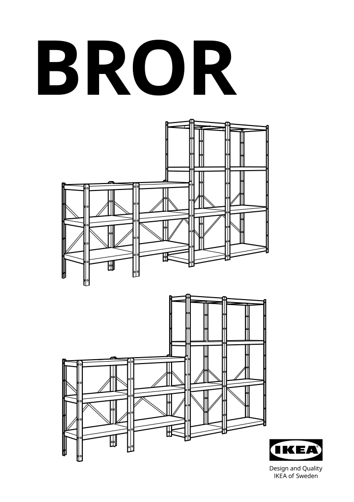 Assembly instructions for IKEA Bror post white | Page 1 - IKEA BROR 3 section shelving unit 393.891.27