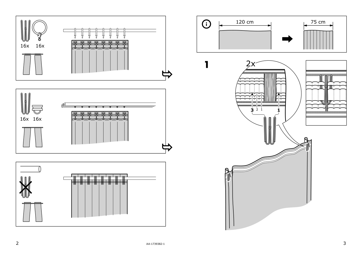 Assembly instructions for IKEA Brummig curtains 1 pair forest pattern multicolor | Page 2 - IKEA BRUMMIG curtains, 1 pair 905.325.08