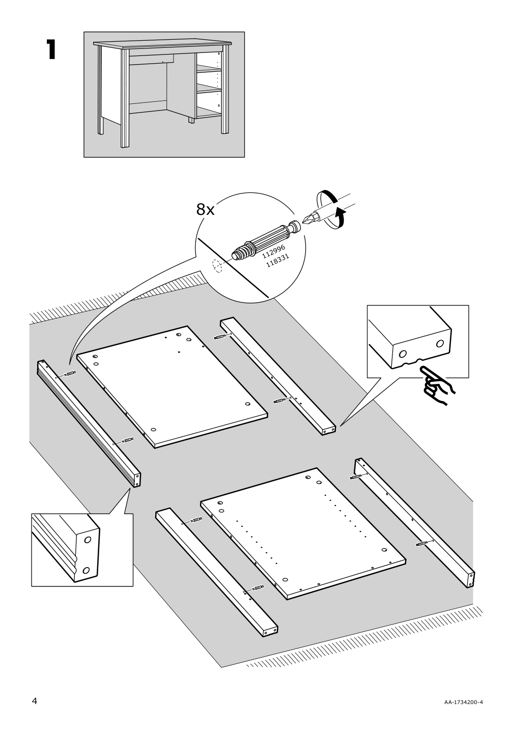 Assembly instructions for IKEA Brusali desk brown | Page 4 - IKEA BRUSALI desk 303.022.99