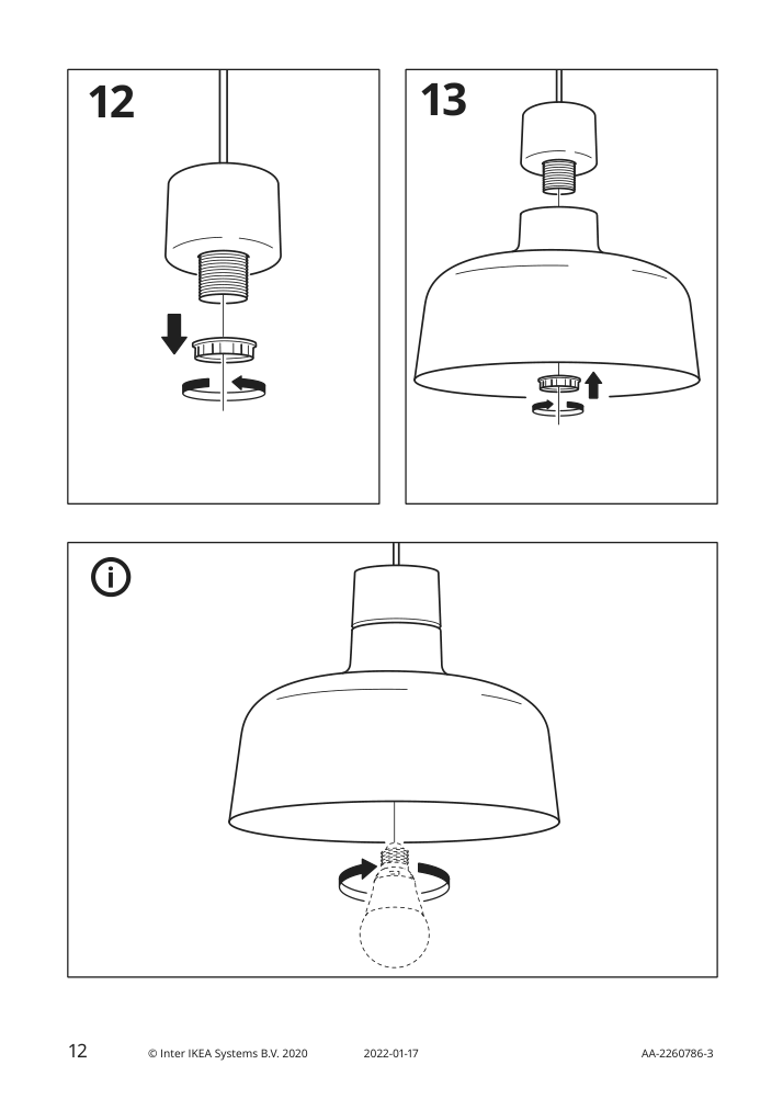 Assembly instructions for IKEA Bunkeflo pendant lamp beige birch | Page 12 - IKEA BUNKEFLO pendant lamp 105.107.89