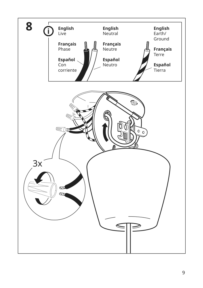 Assembly instructions for IKEA Bunkeflo pendant lamp beige birch | Page 9 - IKEA BUNKEFLO pendant lamp 105.107.89