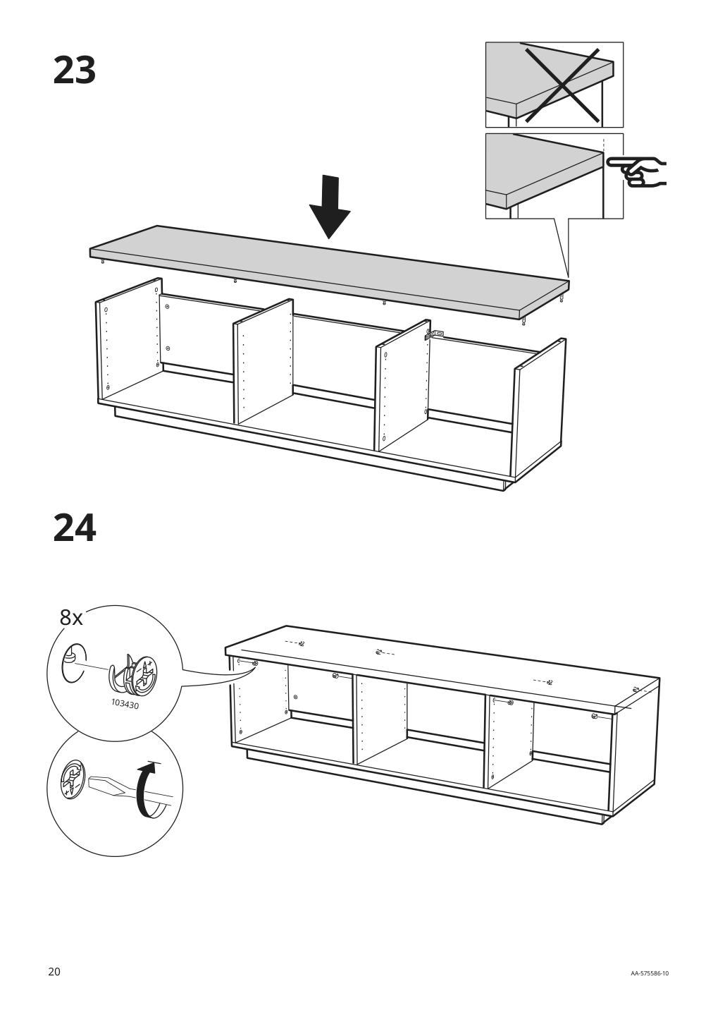 Assembly instructions for IKEA Byas tv unit high gloss white | Page 20 - IKEA BYÅS TV unit 005.657.82