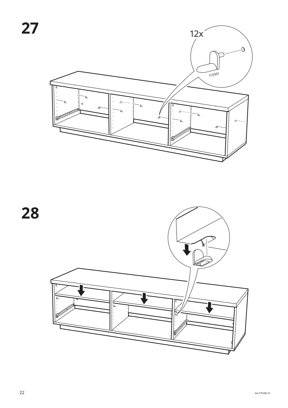 Assembly instructions for IKEA Byas tv unit high gloss white | Page 22 - IKEA BYÅS TV unit 005.657.82