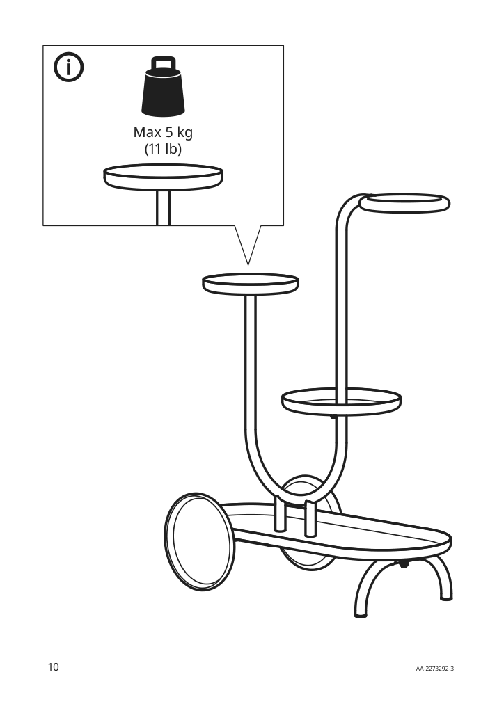 Assembly instructions for IKEA Chilistran plant stand with wheels white | Page 10 - IKEA CHILISTRÅN plant stand with wheels 004.922.48