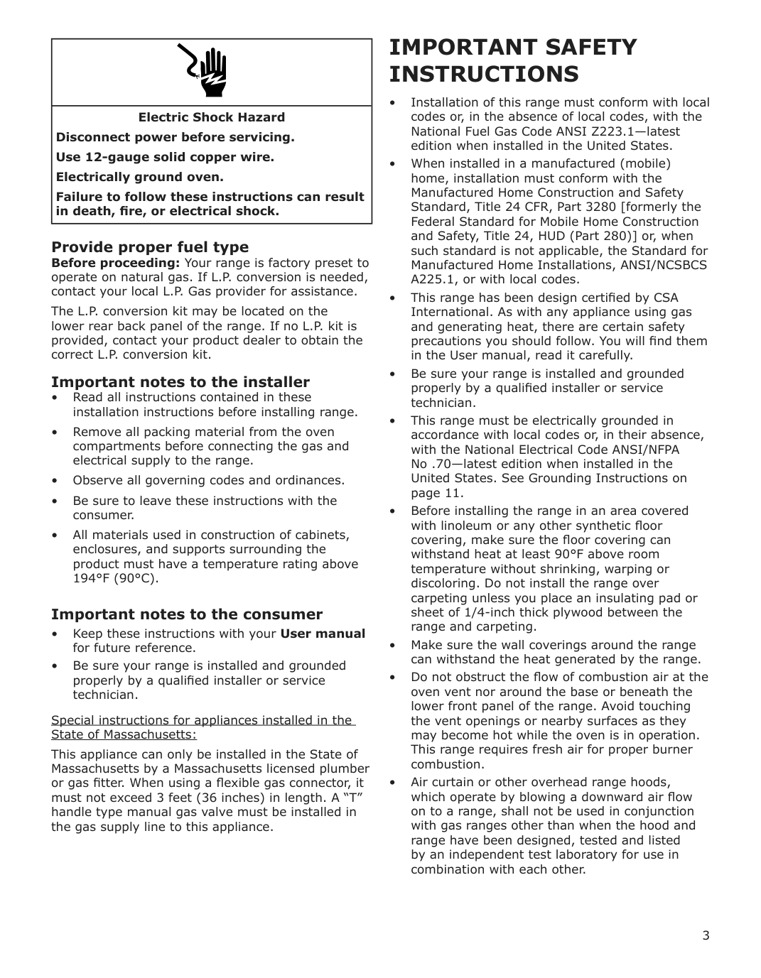 Assembly instructions for IKEA Cirkulera range with gas cooktop stainless steel | Page 3 - IKEA CIRKULERA range with gas cooktop 905.152.93