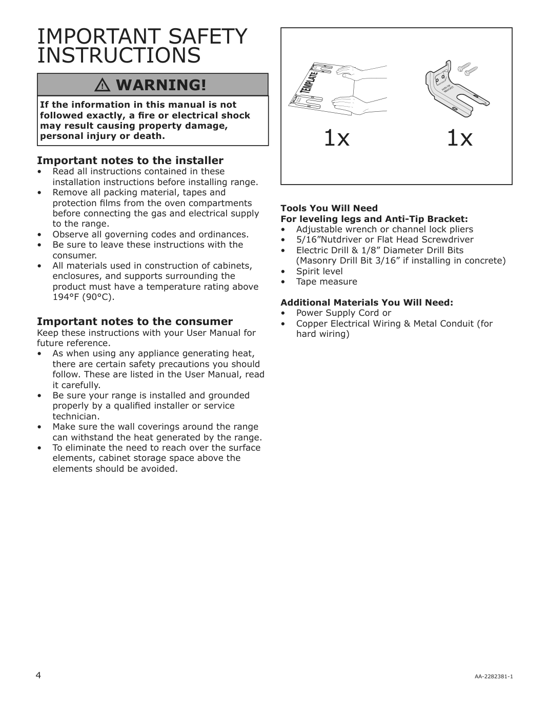 Assembly instructions for IKEA Cirkulera range with glass ceramic cooktop stainless steel | Page 4 - IKEA CIRKULERA range with glass ceramic cooktop 105.152.92