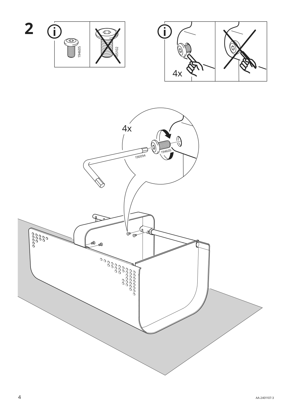 Assembly instructions for IKEA Dajlien utility cart light green | Page 4 - IKEA DAJLIEN utility cart 605.572.65