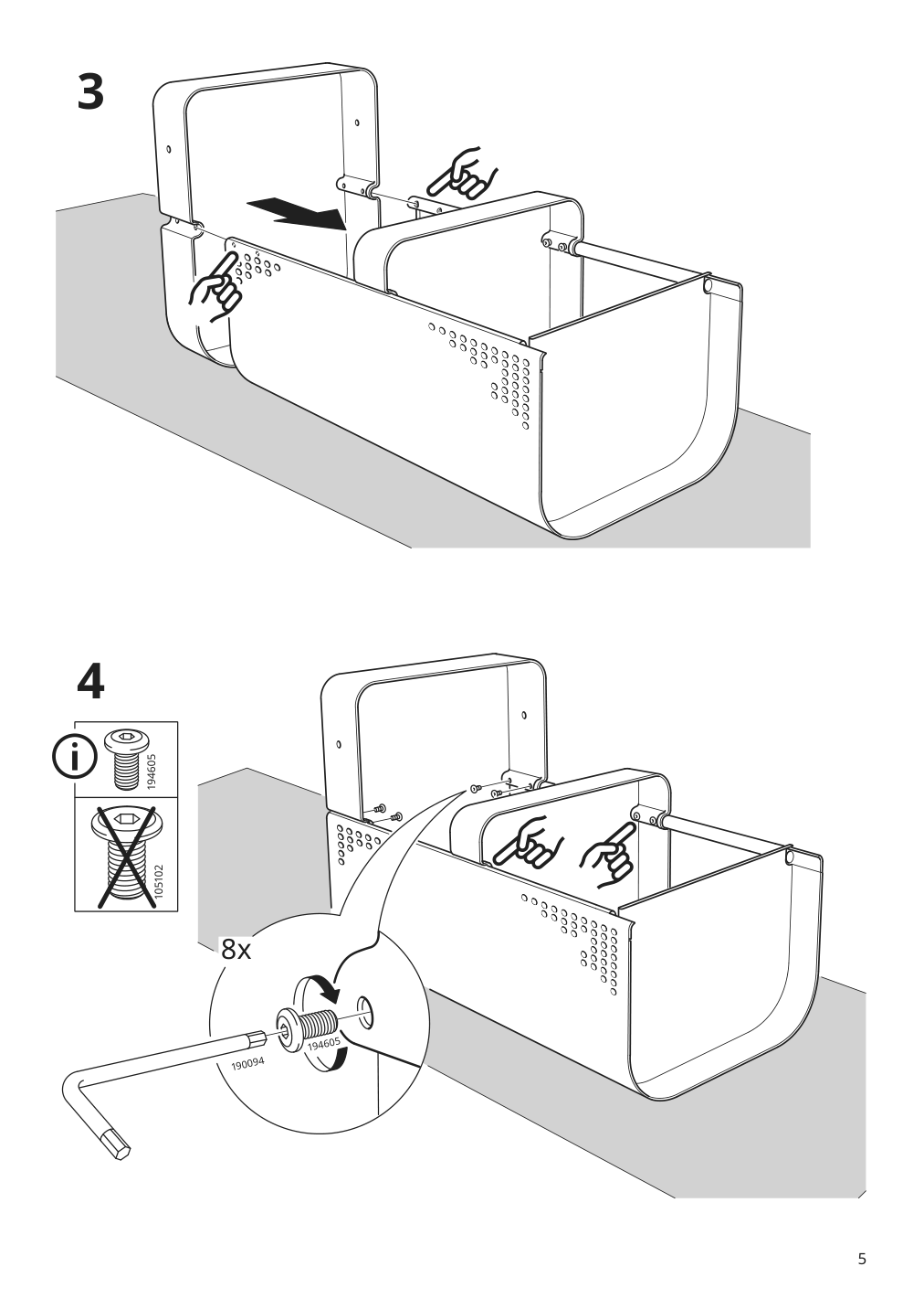 Assembly instructions for IKEA Dajlien utility cart light green | Page 5 - IKEA DAJLIEN utility cart 605.572.65