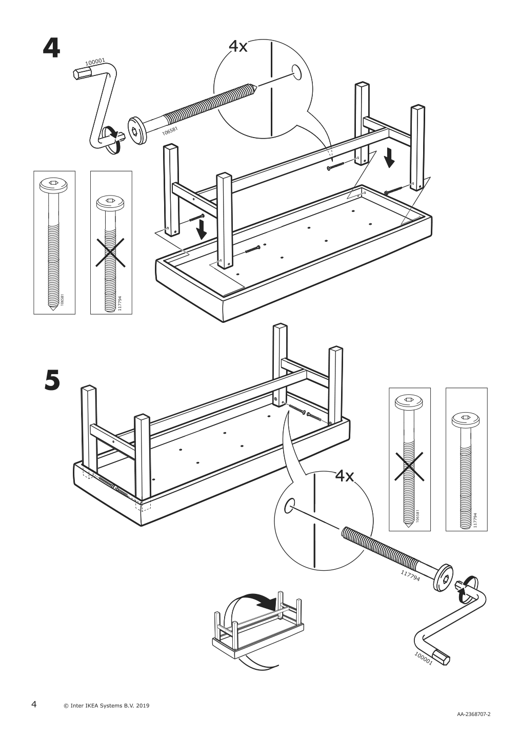 Assembly instructions for IKEA Dalholen bench beige black brown | Page 4 - IKEA DALHOLEN bench 805.651.46